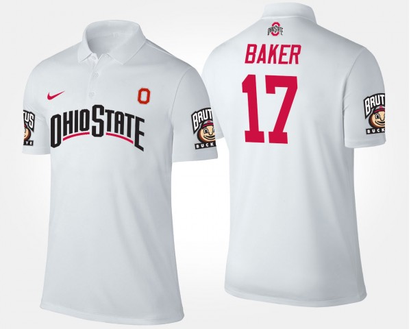 Ohio State Buckeyes Jerome Baker Men's #17 White College Football Polo 2404YVTQ6